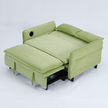 65.74-inch pink letter striped fabric multi-functional sofa bed,armrests and backrests are adjustable