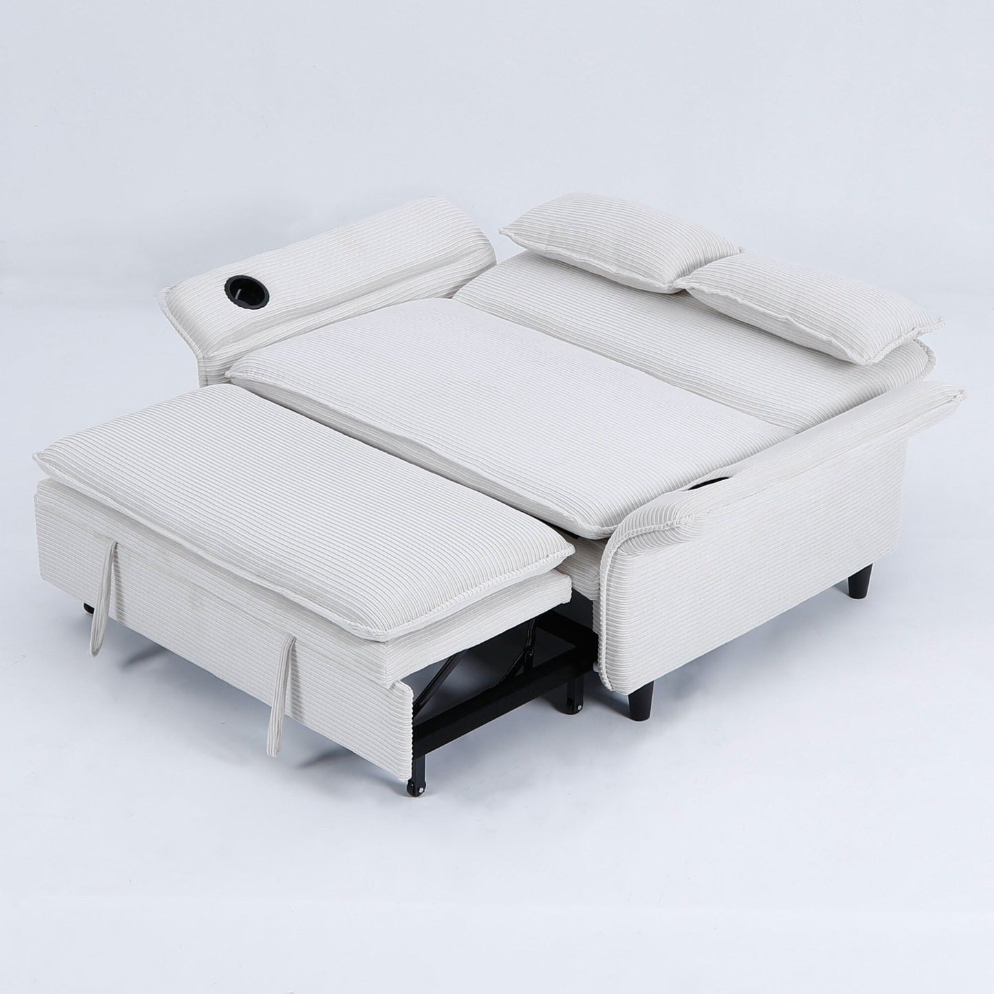 65.74-inch pink letter striped fabric multi-functional sofa bed,armrests and backrests are adjustable