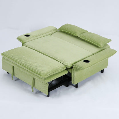 65.74-inch pink letter striped fabric multi-functional sofa bed,armrests and backrests are adjustable
