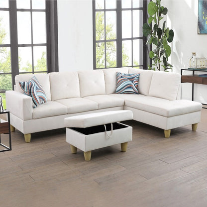 66.5 White Flannel 3-Piece Living Room Sofa Set