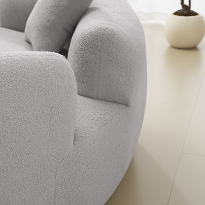 66.93 Inch Curved Loveseat Grey Full Compression Sponge Sofa, Teddy Velvet Fabric, No-Assembly Compact Sofa