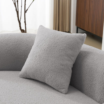 66.93 Inch Curved Loveseat Grey Full Compression Sponge Sofa, Teddy Velvet Fabric, No-Assembly Compact Sofa