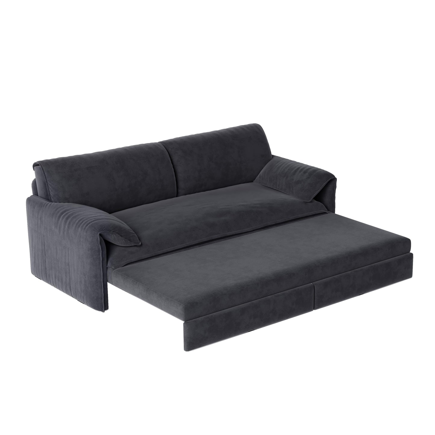 66 Queen Pull Out Sofa Bed, 3-in-1 Convertible Sleeper Sofa with Side Storage,Multi-Functional Velvet Loveseat Bed