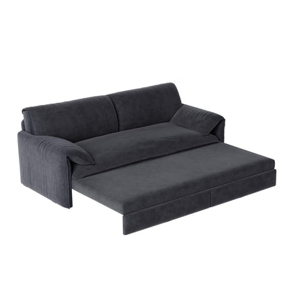 66 Queen Pull Out Sofa Bed, 3-in-1 Convertible Sleeper Sofa with Side Storage,Multi-Functional Velvet Loveseat Bed