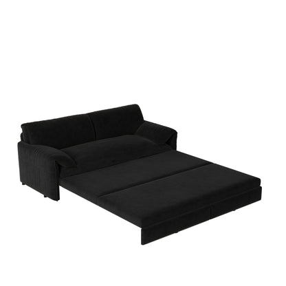 66 Queen Pull Out Sofa Bed, 3-in-1 Convertible Sleeper Sofa with Side Storage,Multi-Functional Velvet Loveseat Bed