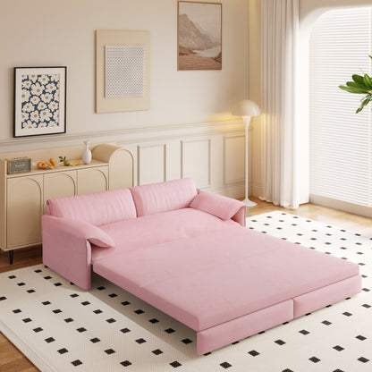 66 Queen Pull Out Sofa Bed, 3-in-1 Convertible Sleeper Sofa with Side Storage,Multi-Functional Velvet Loveseat Bed