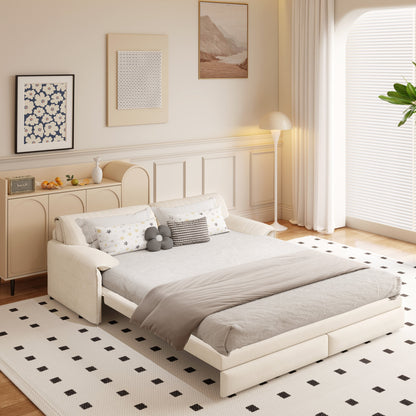 66 Queen Pull Out Sofa Bed, 3-in-1 Convertible Sleeper Sofa with Side Storage,Multi-Functional Velvet Loveseat Bed