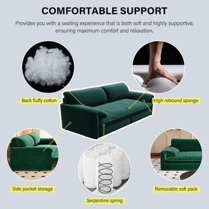 66 Queen Pull Out Sofa Bed, 3-in-1 Convertible Sleeper Sofa with Side Storage,Multi-Functional Velvet Loveseat Bed