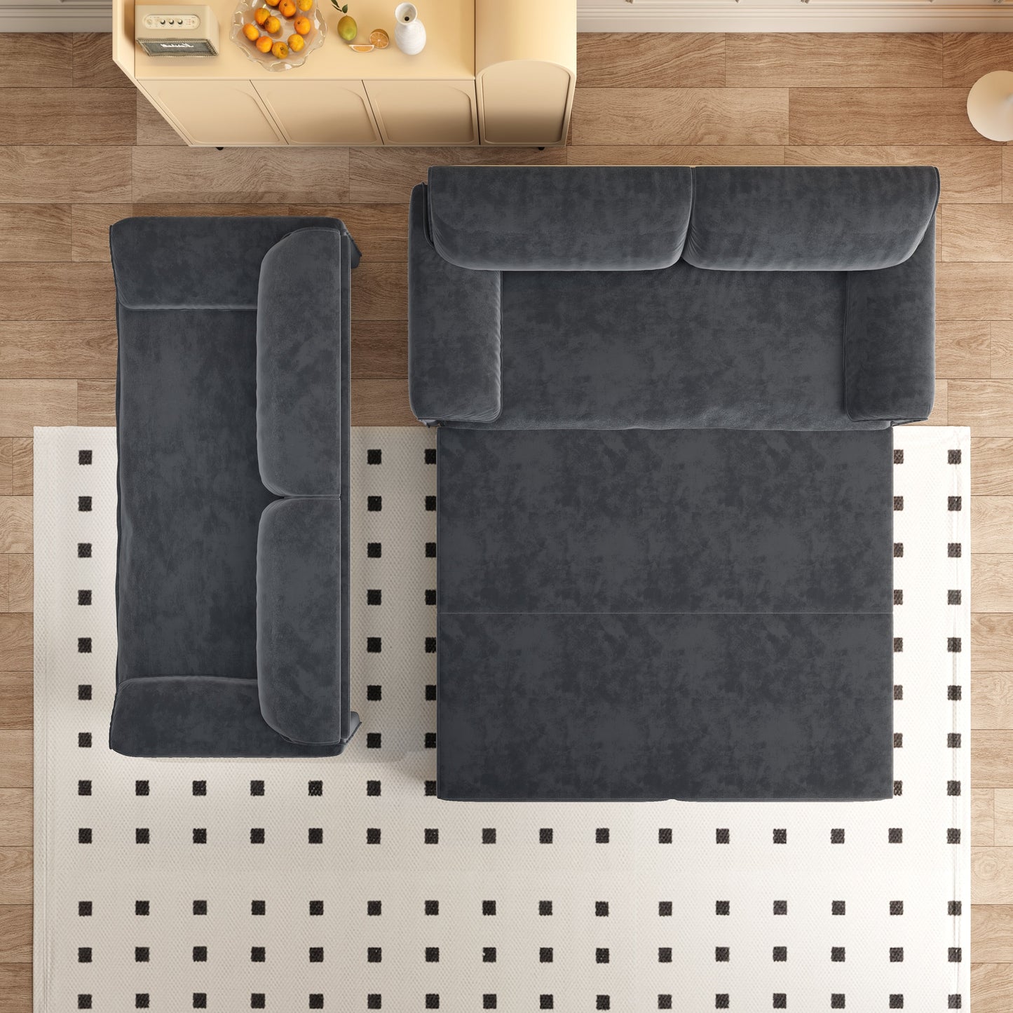 66 Queen Pull Out Sofa Bed, 3-in-1 Convertible Sleeper Sofa with Side Storage,Multi-Functional Velvet Loveseat Bed