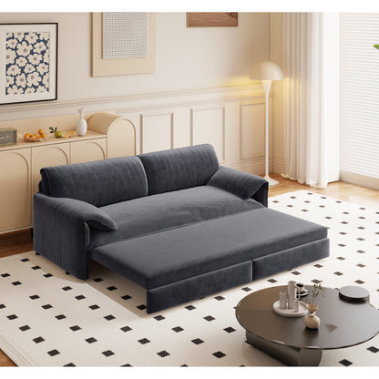 66 Queen Pull Out Sofa Bed, 3-in-1 Convertible Sleeper Sofa with Side Storage,Multi-Functional Velvet Loveseat Bed