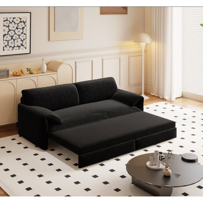 66 Queen Pull Out Sofa Bed, 3-in-1 Convertible Sleeper Sofa with Side Storage,Multi-Functional Velvet Loveseat Bed