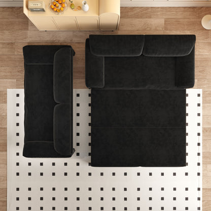 66 Queen Pull Out Sofa Bed, 3-in-1 Convertible Sleeper Sofa with Side Storage,Multi-Functional Velvet Loveseat Bed