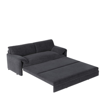 66 Queen Pull Out Sofa Bed, 3-in-1 Convertible Sleeper Sofa with Side Storage,Multi-Functional Velvet Loveseat Bed