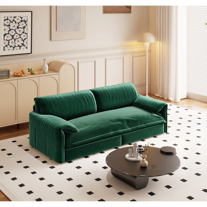 66 Queen Pull Out Sofa Bed, 3-in-1 Convertible Sleeper Sofa with Side Storage,Multi-Functional Velvet Loveseat Bed
