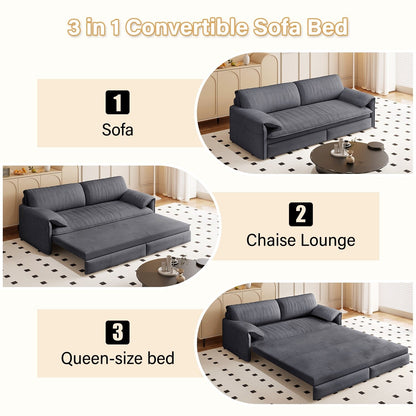 66Velvet 2-Seater Sleeper Sofa with Side Storage for Living Room,Apartment