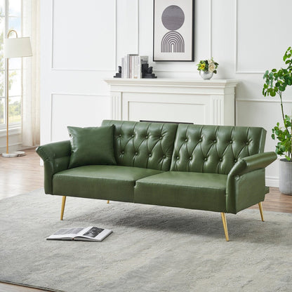 67.71 Inch Faux Leather Sofa Bed with Adjustment Armres - 67.71W * 33.07D* 31.1H