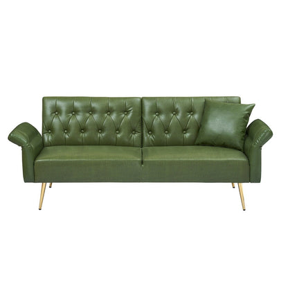 67.71 Inch Faux Leather Sofa Bed with Adjustment Armres - 67.71W * 33.07D* 31.1H