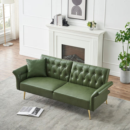 67.71 Inch Faux Leather Sofa Bed with Adjustment Armres - 67.71W * 33.07D* 31.1H