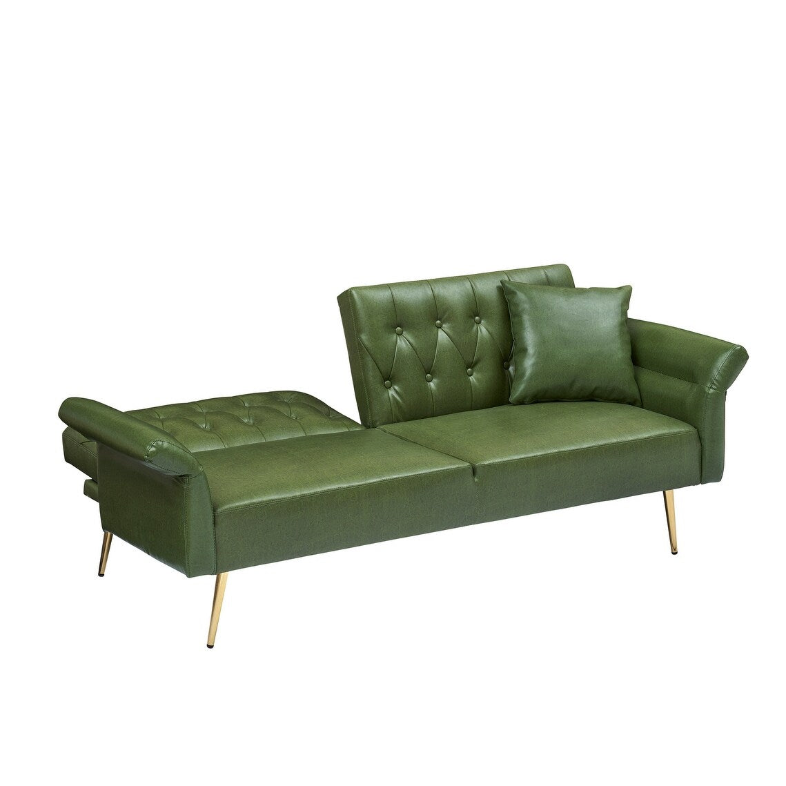 67.71 Inch Faux Leather Sofa Bed with Adjustment Armres - 67.71W * 33.07D* 31.1H
