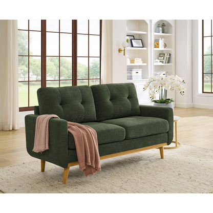 67.7 Mid-Century Tufted Loveseat with Wood Legs - 29.5 D x 67.7 W x 34.6 H