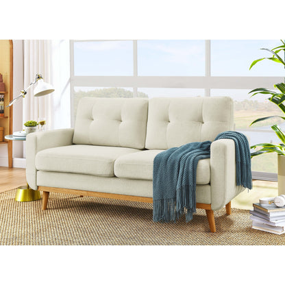 67.7 Mid-Century Tufted Loveseat with Wood Legs - 29.5 D x 67.7 W x 34.6 H