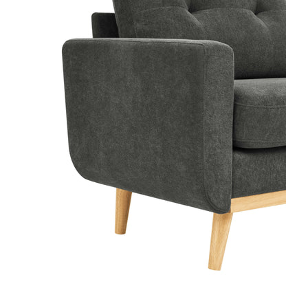 67.7 Mid-Century Tufted Loveseat with Wood Legs - 29.5 D x 67.7 W x 34.6 H