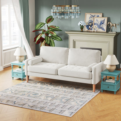 67.7 Upholstered 3-Seater Sofa with High-Density Foam Cushions, Solid Wood Frame, and Tool-Free Assembly