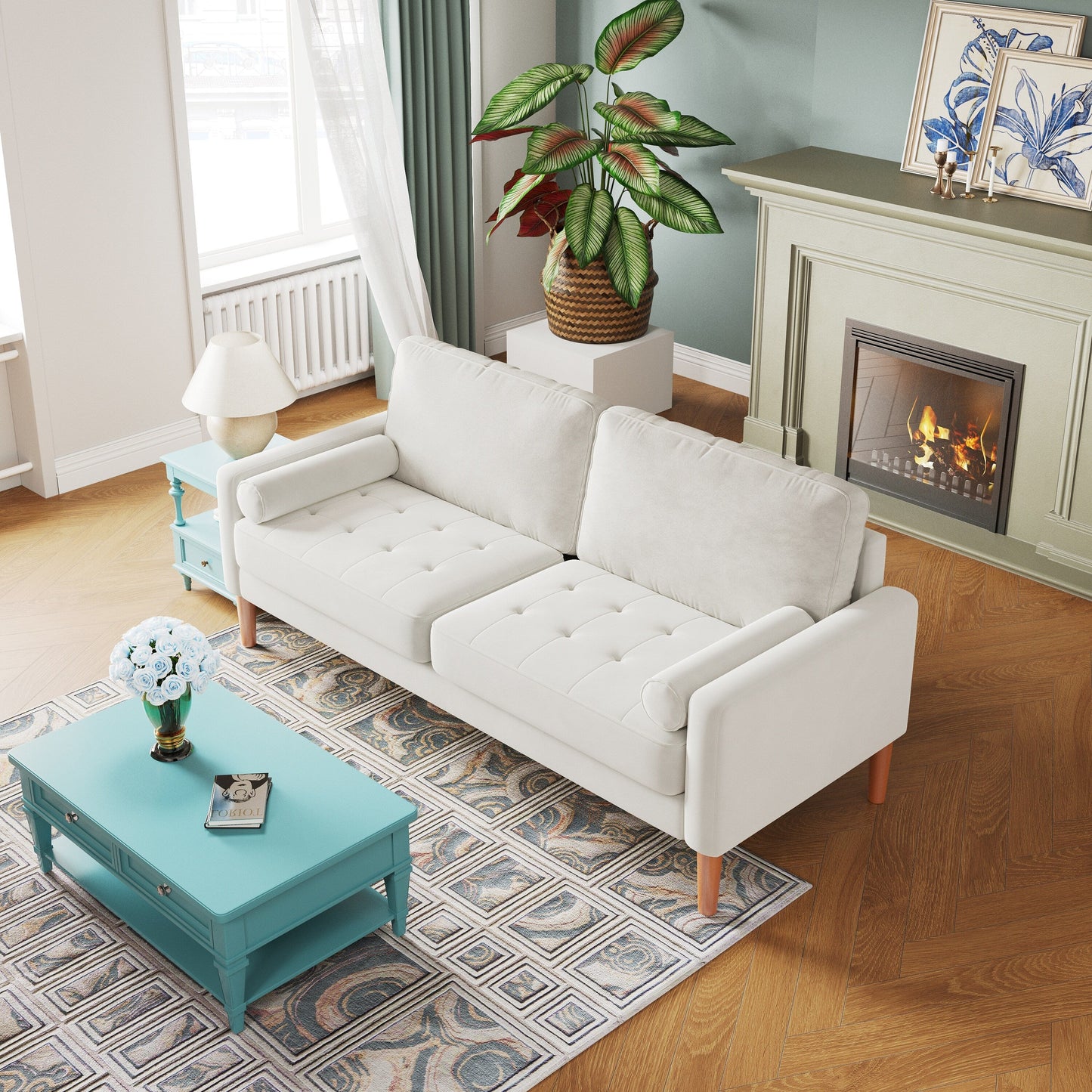 67.7 Upholstered 3-Seater Sofa with High-Density Foam Cushions, Solid Wood Frame, and Tool-Free Assembly