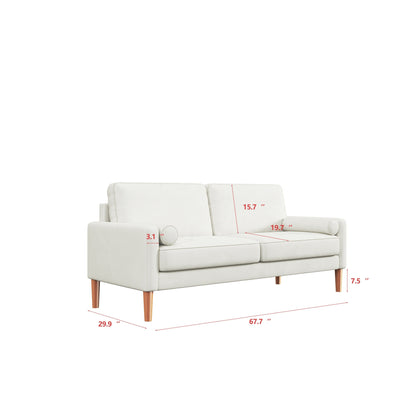 67.7 Upholstered 3-Seater Sofa with High-Density Foam Cushions, Solid Wood Frame, and Tool-Free Assembly