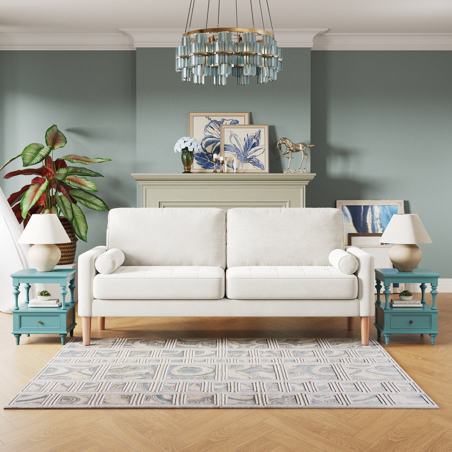 67.7 Upholstered 3-Seater Sofa with High-Density Foam Cushions, Solid Wood Frame, and Tool-Free Assembly