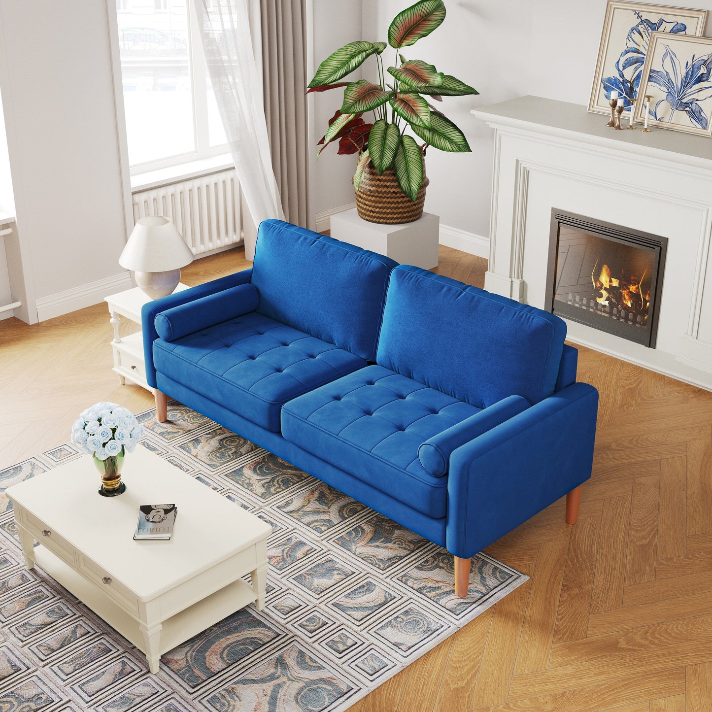 67.7 Upholstered 3-Seater Sofa with High-Density Foam Cushions, Solid Wood Frame, and Tool-Free Assembly