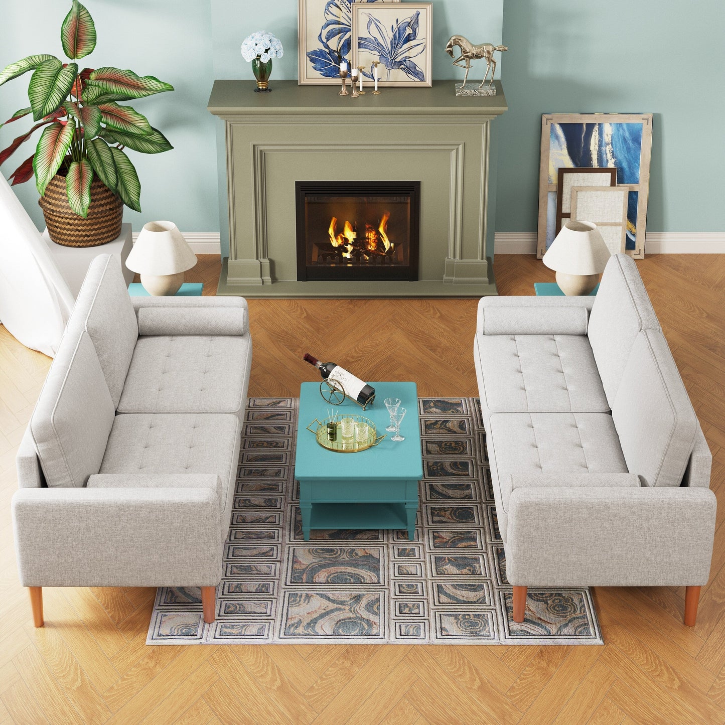 67.7 Upholstered 3-Seater Sofa with High-Density Foam Cushions, Solid Wood Frame, and Tool-Free Assembly