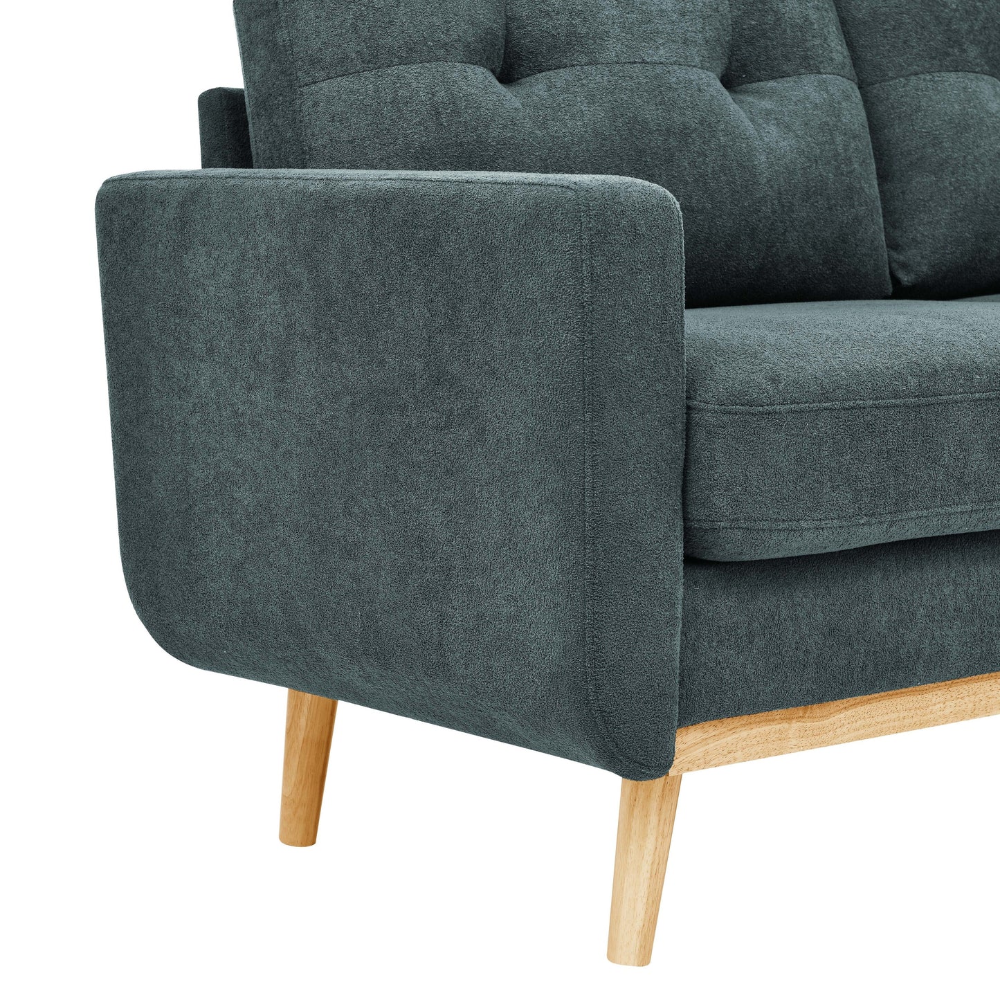 67.7 Wide Mid-Century Modern Upholstered Tufted Loveseat Sofa With Wooden Legs