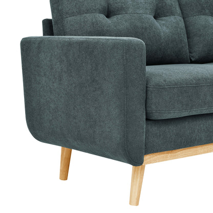 67.7 Wide Mid-Century Modern Upholstered Tufted Loveseat Sofa With Wooden Legs