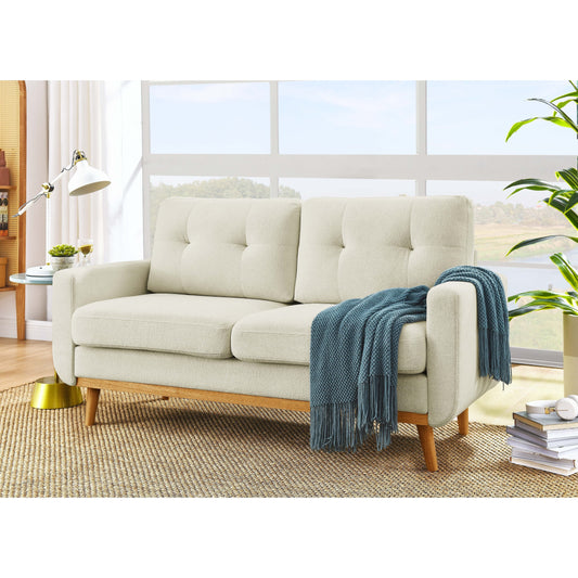 67.7 Wide Mid-Century Modern Upholstered Tufted Loveseat Sofa With Wooden Legs