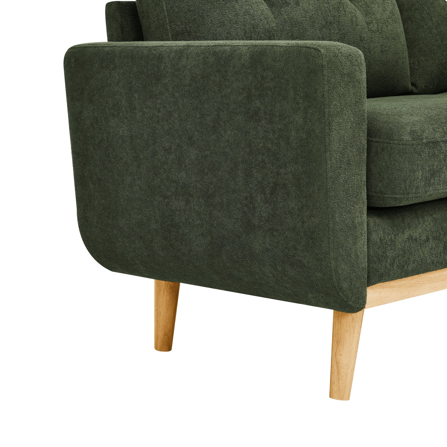 67.7 Wide Mid-Century Modern Upholstered Tufted Loveseat Sofa With Wooden Legs