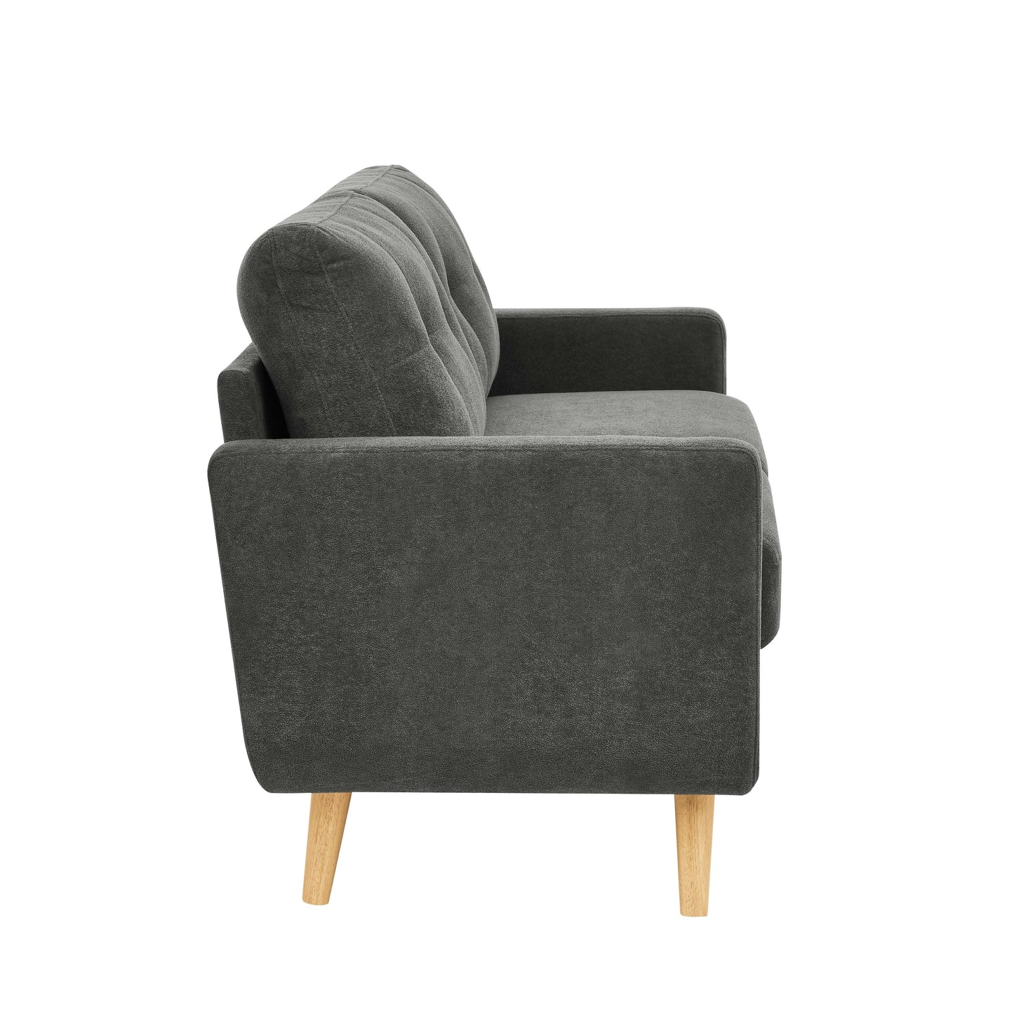 67.7 Wide Mid-Century Modern Upholstered Tufted Loveseat Sofa With Wooden Legs