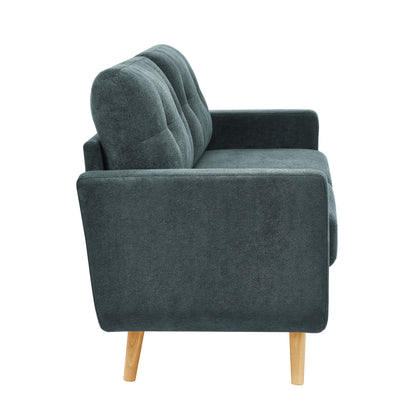 67.7 Wide Mid-Century Modern Upholstered Tufted Loveseat Sofa With Wooden Legs