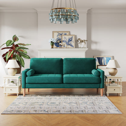 67.7'' Upholstered Loveseat Sofa Couch for Small Spaces with Solid Wood Leg, Tool-Free Assembly