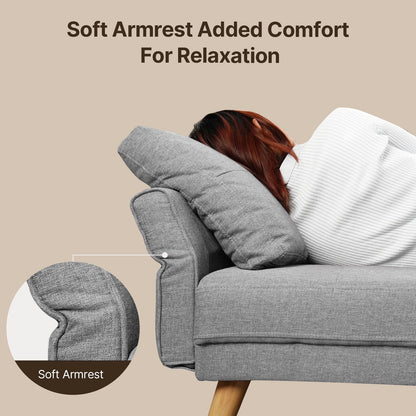 67” Sofa Couch with Soft Armrest Small Sofa Seat with 3 Comfy Pillows，3-Seater Couch for Livingroom