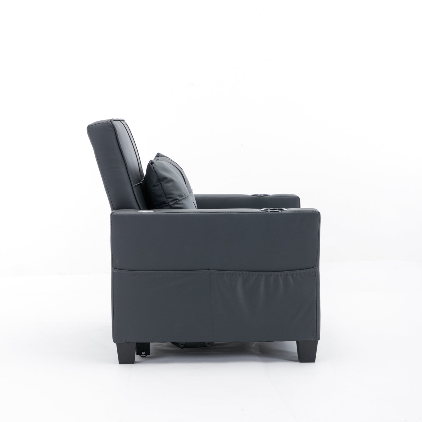 68.12 Faux Leather 3-in-1 Single Convertible Pull Out Sofa with USB Ports and Wear-resistantfor Living Room