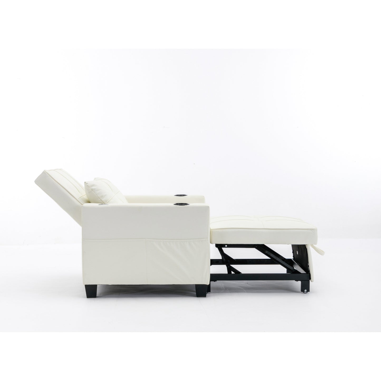 68.12 Faux Leather 3-in-1 Single Convertible Pull Out Sofa with USB Ports and Wear-resistantfor Living Room