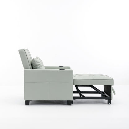68.12 Faux Leather 3-in-1 Single Convertible Pull Out Sofa with USB Ports and Wear-resistantfor Living Room