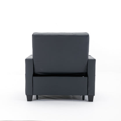 68.12 Faux Leather 3-in-1 Single Convertible Pull Out Sofa with USB Ports and Wear-resistantfor Living Room