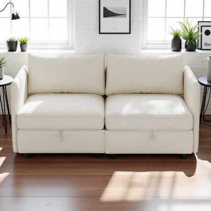 68 Chenille Mid-Century Loveseat with Hidden Storage and 250lb Capacity