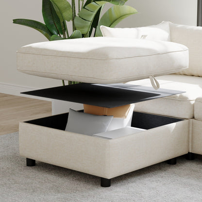 68 Chenille Mid-Century Loveseat with Hidden Storage and 250lb Capacity