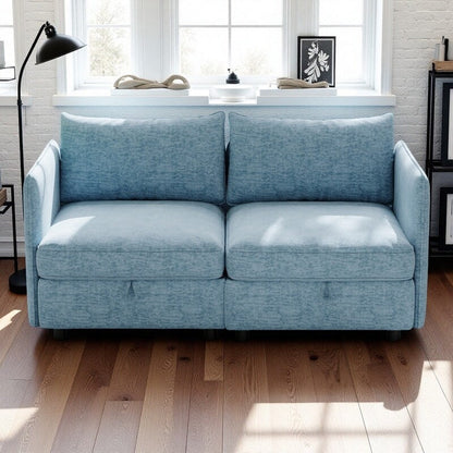 68 Chenille Mid-Century Loveseat with Hidden Storage and 250lb Capacity