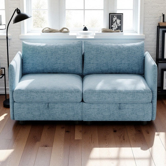 68 Chenille Mid-Century Loveseat with Hidden Storage and 250lb Capacity