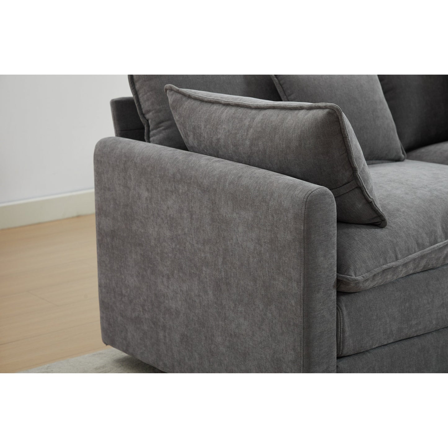 68 Chenille Modular Sectional Sofa with L-Shaped Design, Removable Ottoman, and 2-Seater Configuration