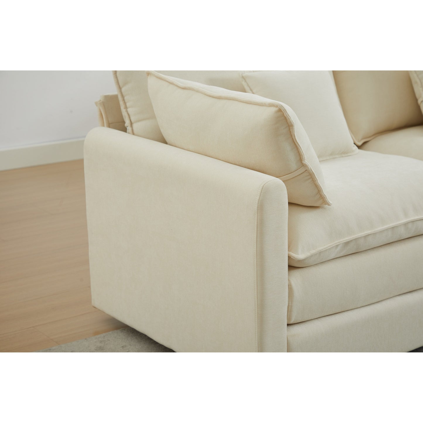 68 Chenille Modular Sectional Sofa with L-Shaped Design, Removable Ottoman, and 2-Seater Configuration